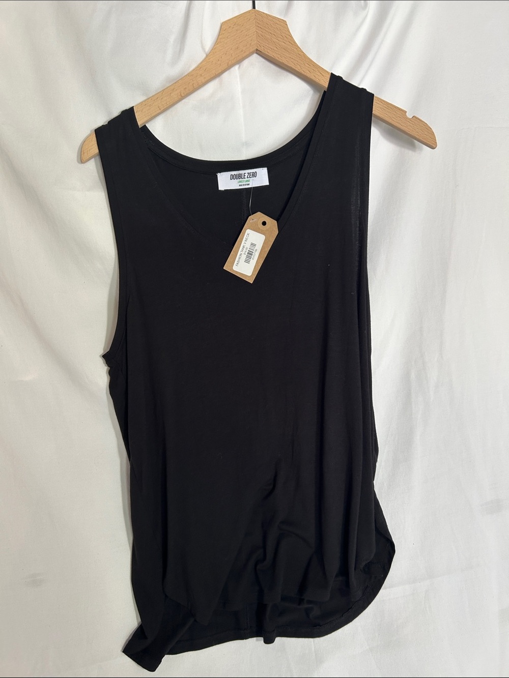 Double Zero Black Relaxed V-Neck Tank